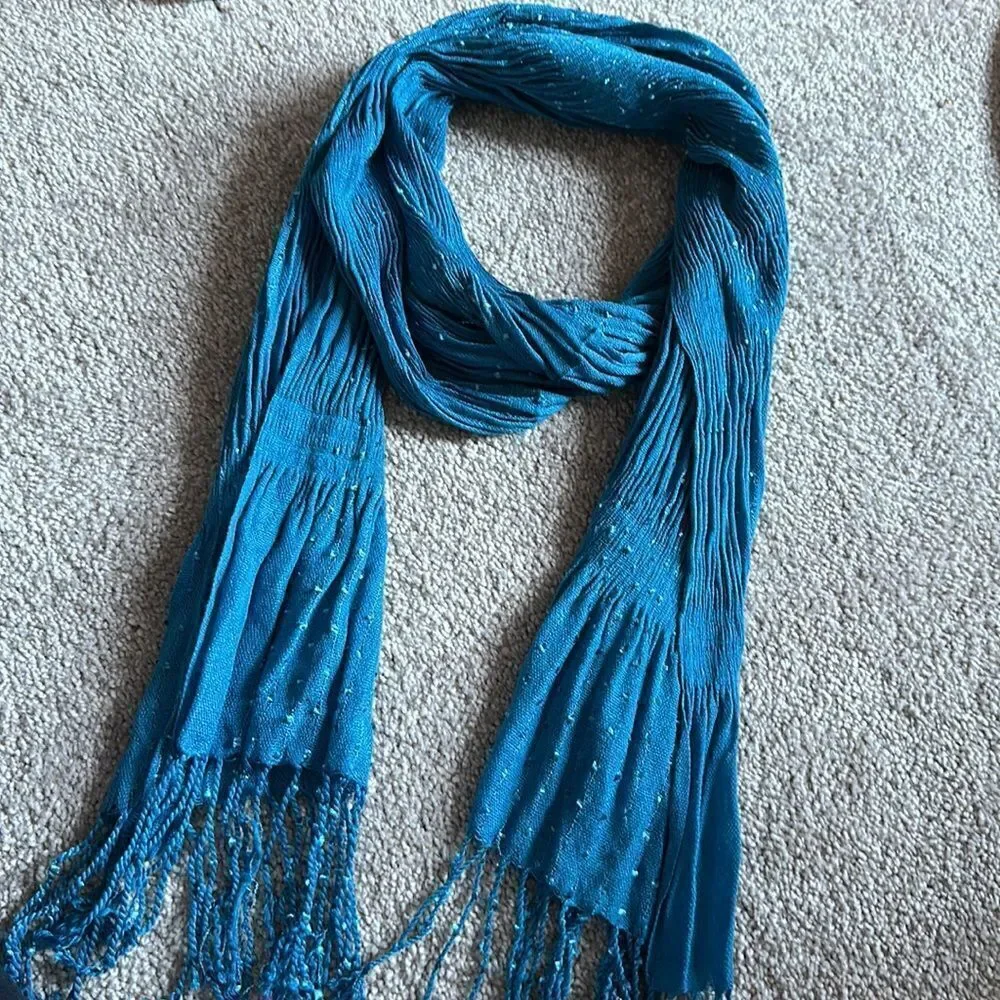 Turquoise Scarf/Wrap with Fringe!